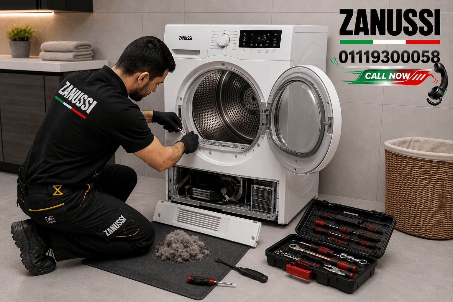 صيانة مجفف ملابس زانوسي 01119300058
